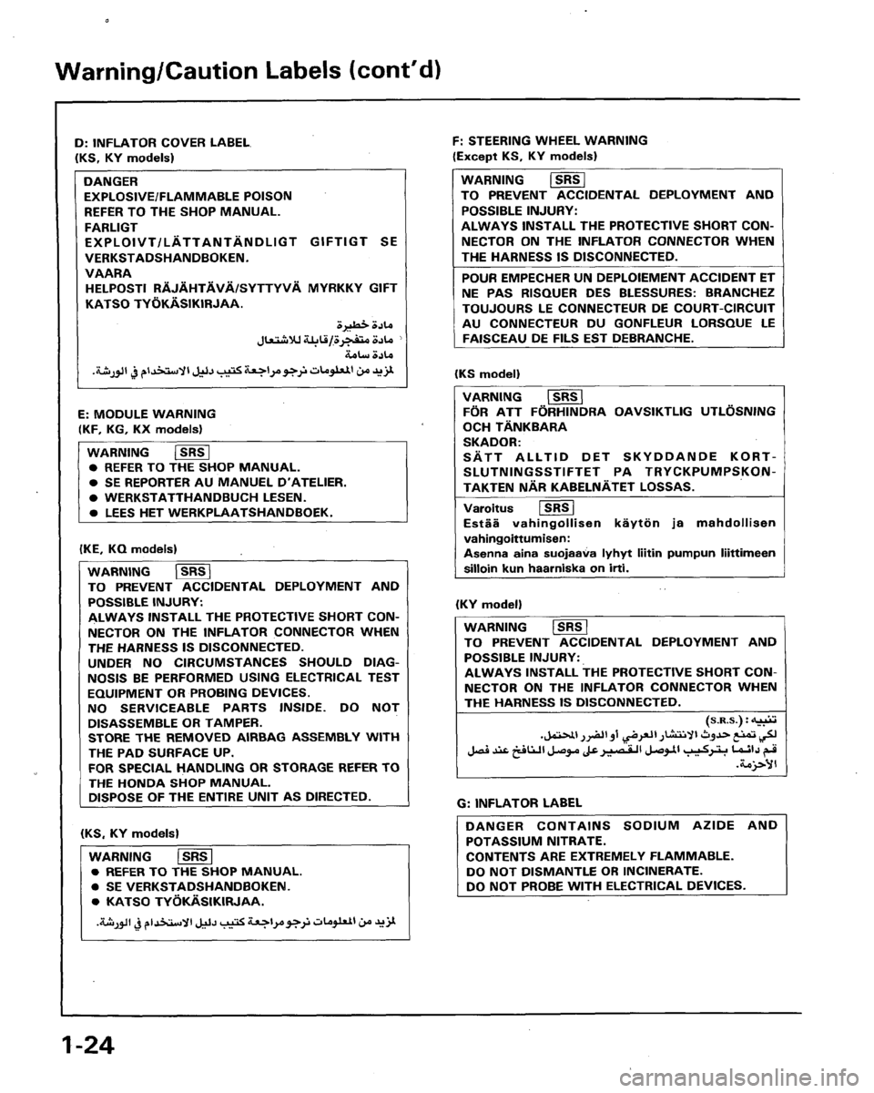 HONDA LEGEND 1991 2.G Workshop Manual 