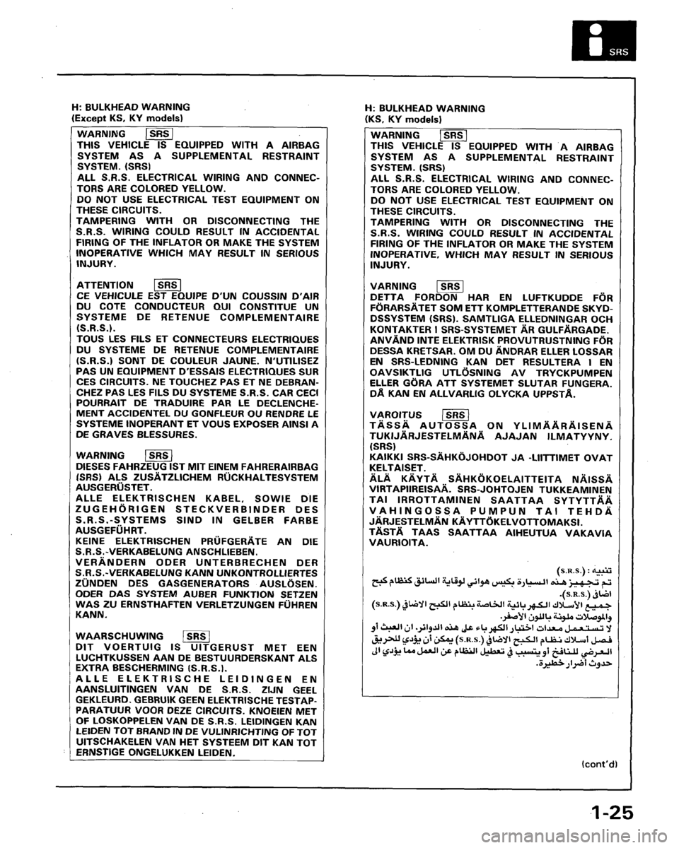 HONDA LEGEND 1991 2.G Workshop Manual 