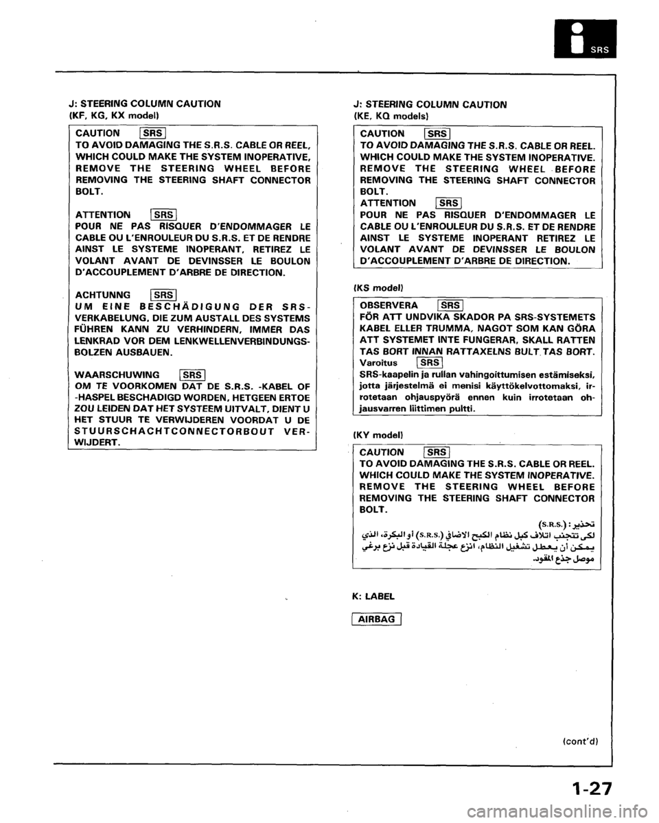 HONDA LEGEND 1991 2.G Workshop Manual 