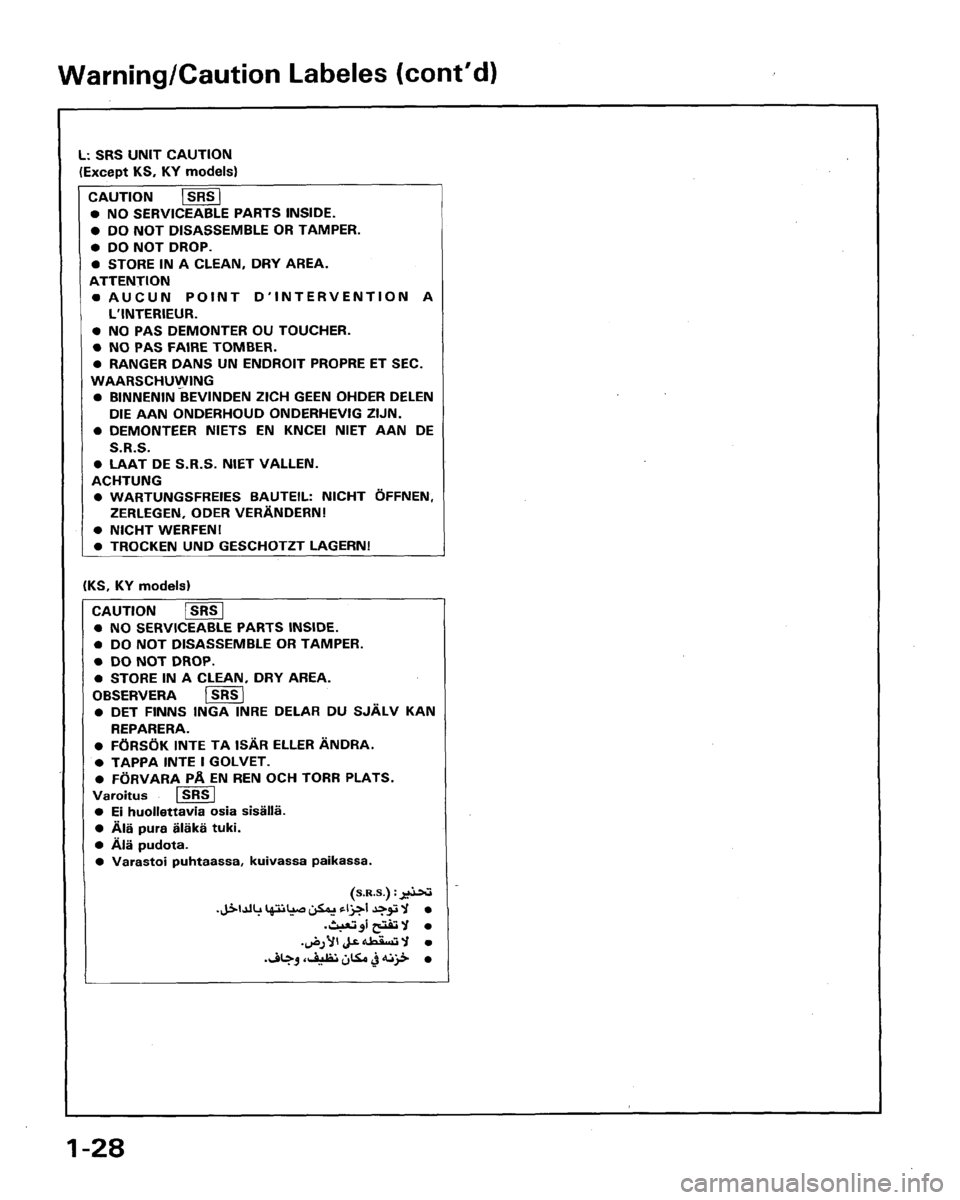 HONDA LEGEND 1991 2.G Workshop Manual 