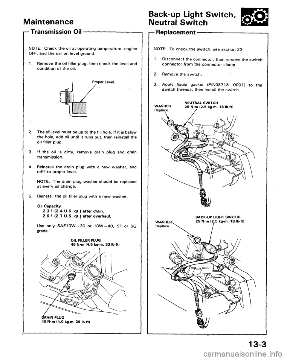 HONDA LEGEND 1991 2.G Workshop Manual 
