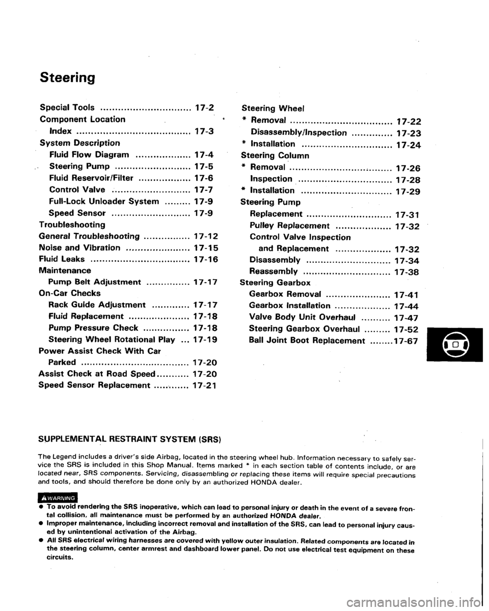 HONDA LEGEND 1991 2.G Workshop Manual 