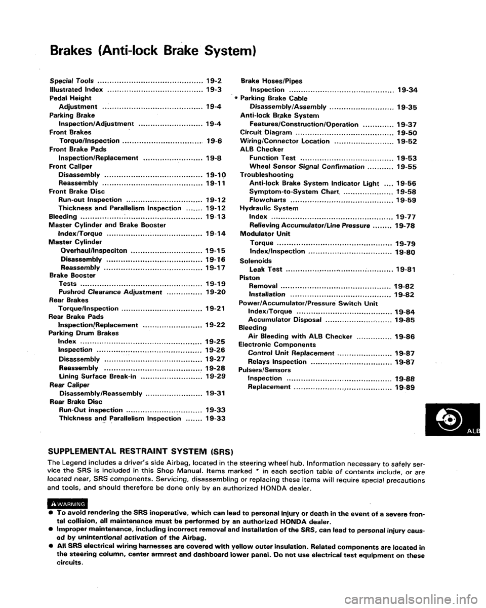 HONDA LEGEND 1991 2.G Workshop Manual 