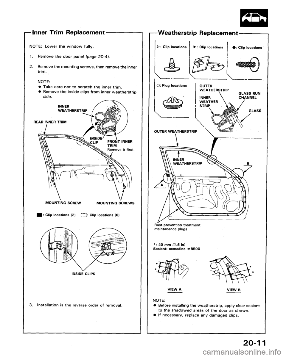 HONDA LEGEND 1991 2.G Workshop Manual 
