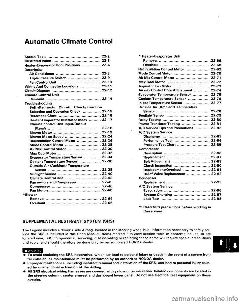 HONDA LEGEND 1991 2.G Workshop Manual 
