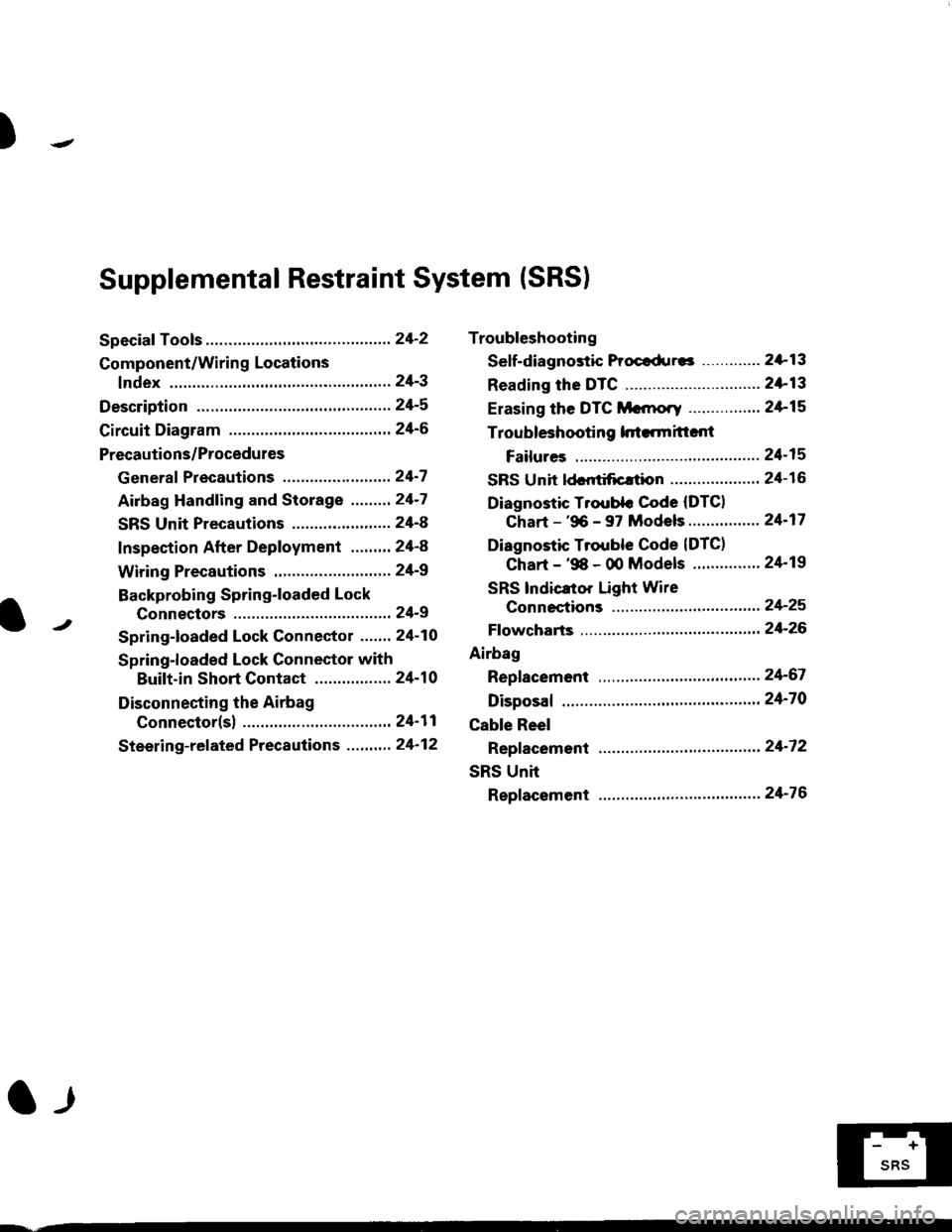 HONDA CIVIC 2000 6.G Workshop Manual )
Troubleshooting
Sef f -dia gnostic Proctdurcs ............. 2+13
Reading the DTC .............................. 2+13
Erasing the DTC Mcnrory ................ 24-15
Troubleshooting h.ttnitt.nt
Failur HONDA CIVIC 2000 6.G Workshop Manual )
Troubleshooting
Sef f -dia gnostic Proctdurcs ............. 2+13
Reading the DTC .............................. 2+13
Erasing the DTC Mcnrory ................ 24-15
Troubleshooting h.ttnitt.nt
Failur