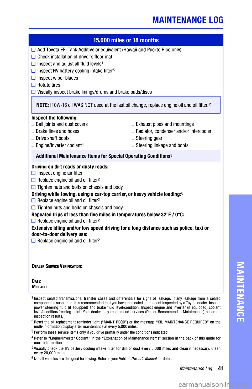 TOYOTA CAMRY HYBRID 2021  Warranties & Maintenance Guides (in English) MAINTENANCE LOG
	■
	■
	■
	■
	■
	■
	■
	■
	■
	■
	■
	■
	■
	■
64436_19-TCS-14194_TXT.indd   4164436_19-TCS-14194_TXT.indd   418/20/20   2:56 PM8/20/20   2:56 PM 