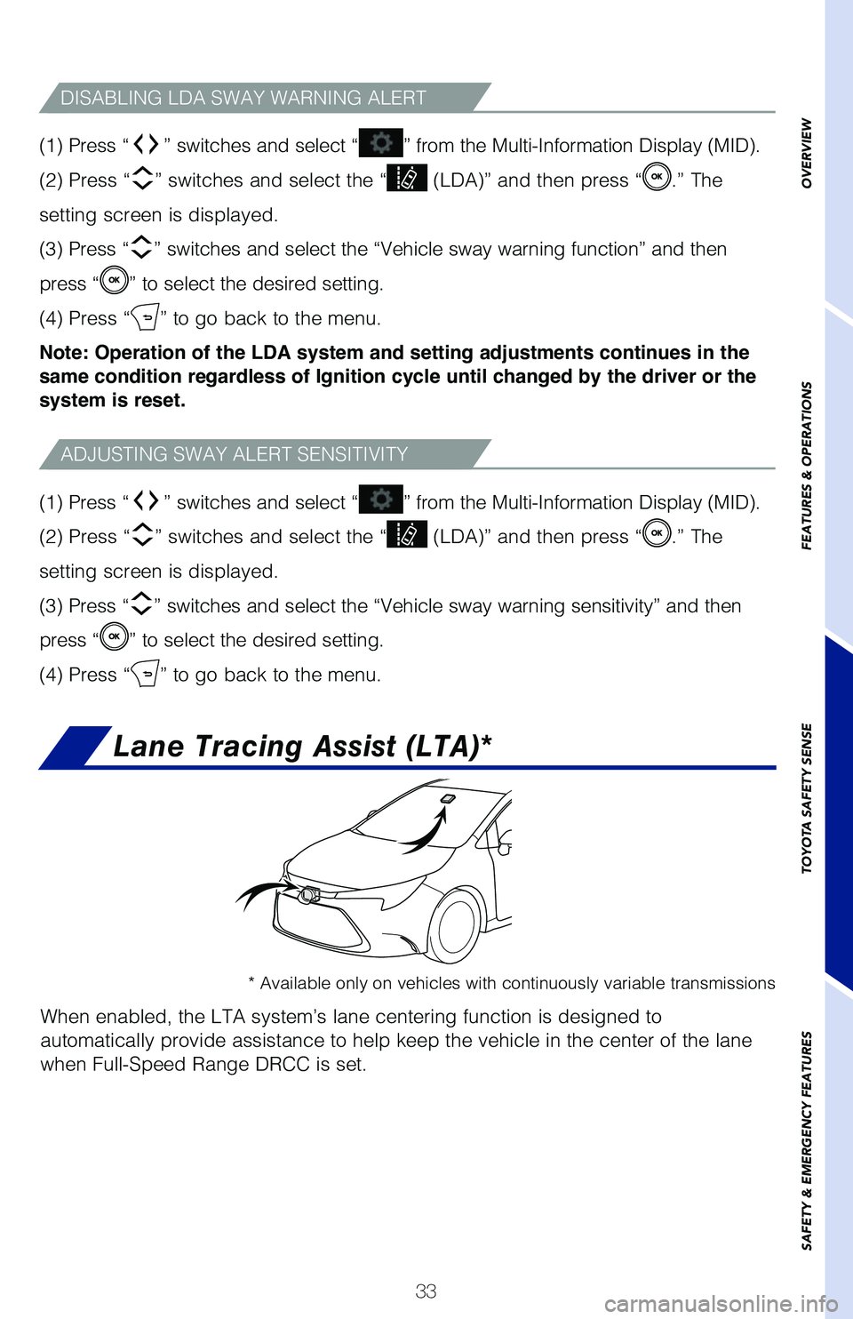 TOYOTA COROLLA 2021  Owners Manual (in English) 63926_Corolla_Txt.indd   3363926_Corolla_Txt.indd   333/24/20   9:04 AM3/24/20   9:04 AM 