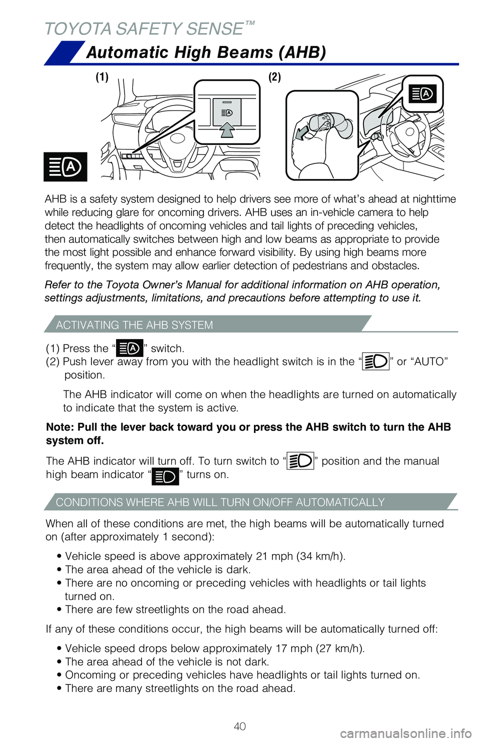 TOYOTA COROLLA 2021  Owners Manual (in English) 63926_Corolla_Txt.indd   4063926_Corolla_Txt.indd   403/24/20   9:04 AM3/24/20   9:04 AM 