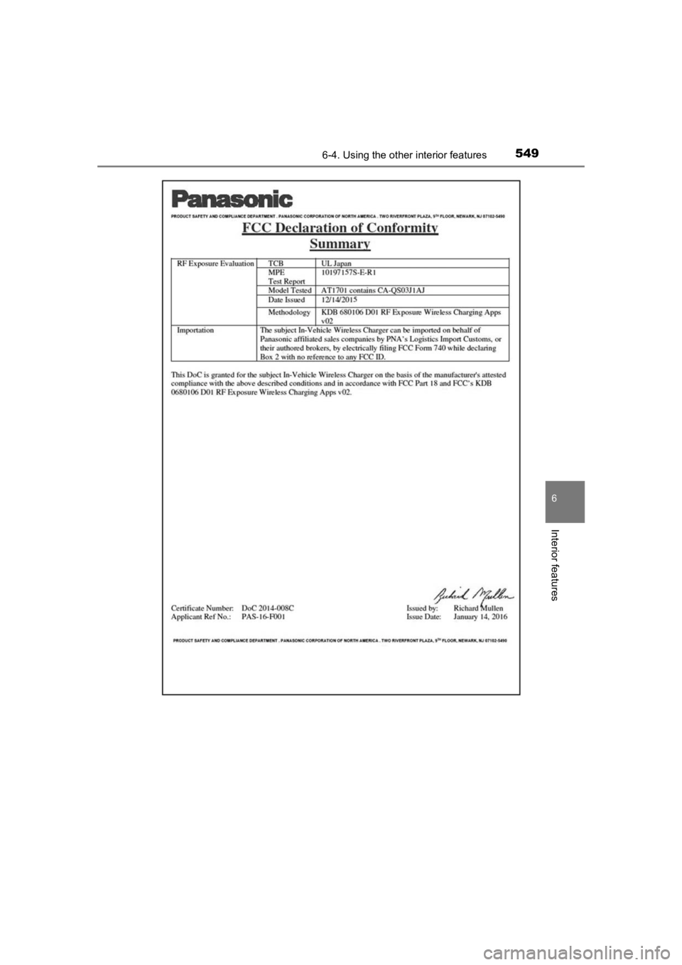 TOYOTA PRIUS PRIME 2020  Owners Manual (in English) PRIUS PRIME_OM_OM47C77U_(U)
5496-4. Using the other interior features
6
Interior features 
