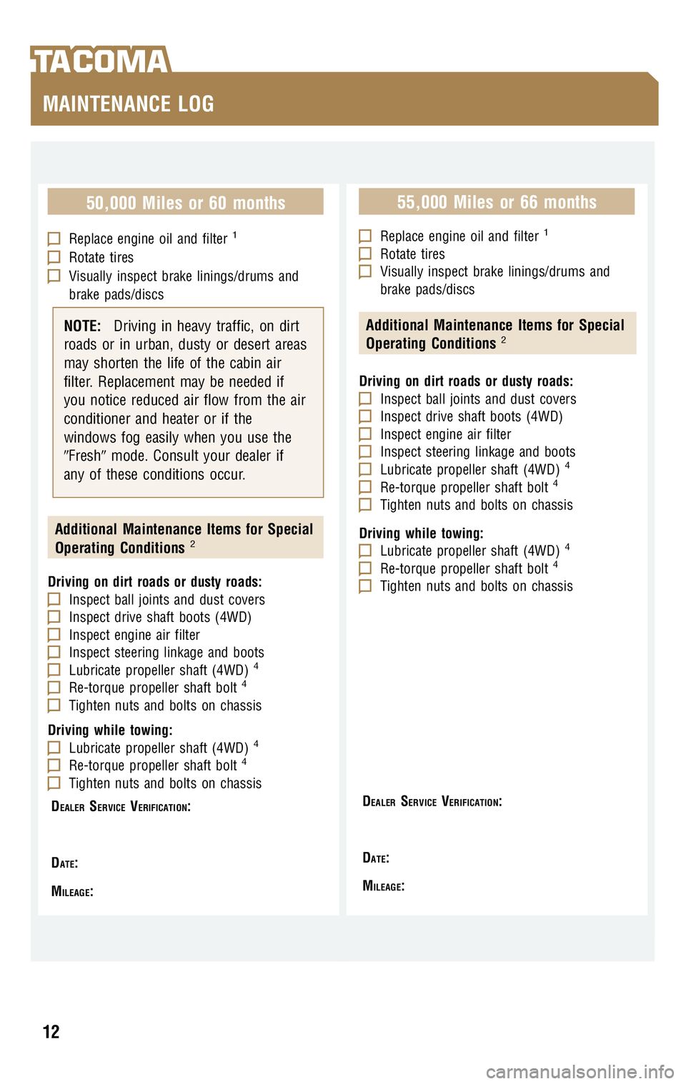TOYOTA TACOMA 2009  Warranties & Maintenance Guides (in English) 