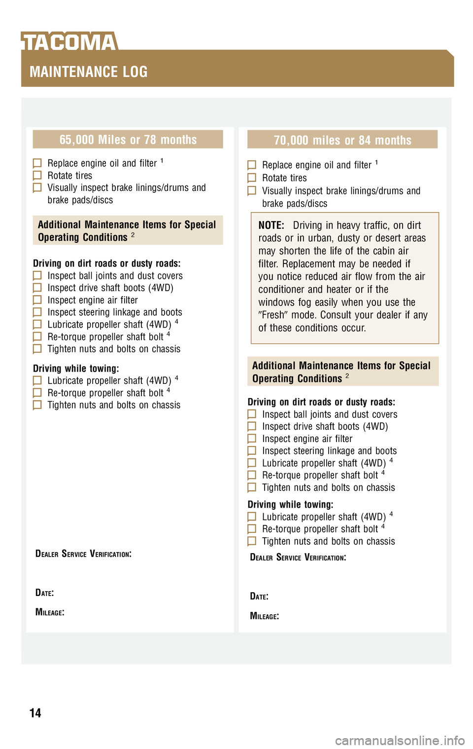 TOYOTA TACOMA 2009  Warranties & Maintenance Guides (in English) 