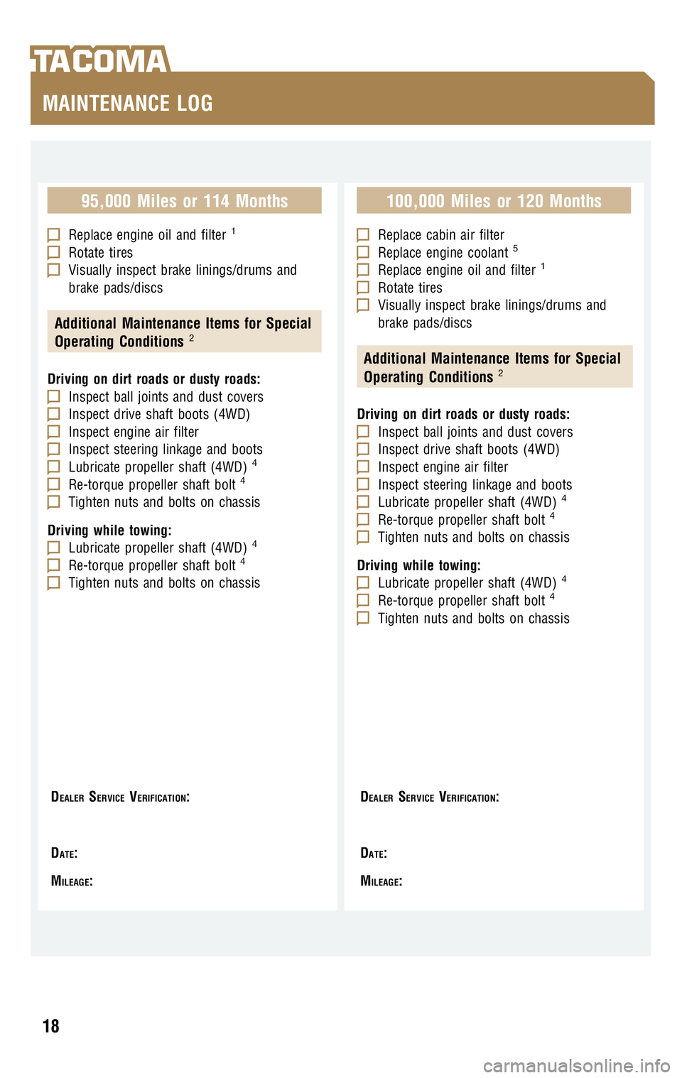 TOYOTA TACOMA 2009  Warranties & Maintenance Guides (in English) 