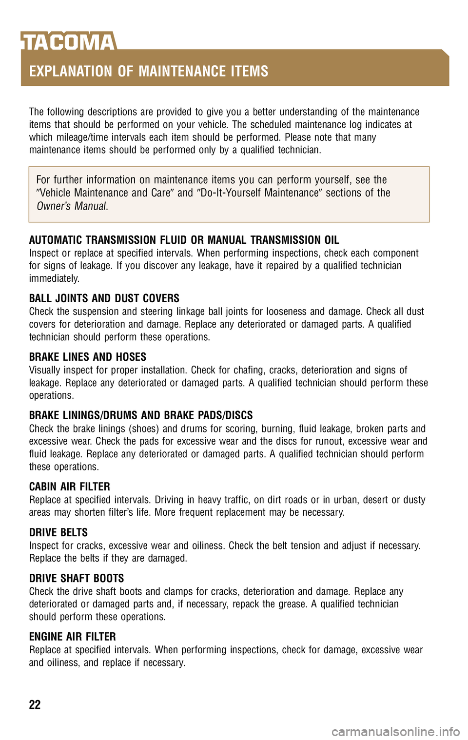 TOYOTA TACOMA 2009  Warranties & Maintenance Guides (in English) 