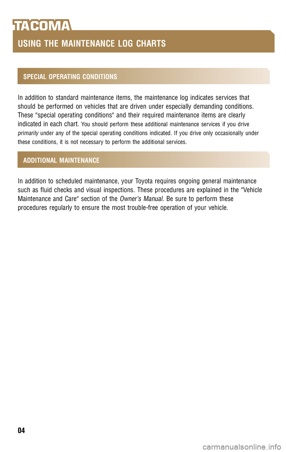 TOYOTA TACOMA 2009  Warranties & Maintenance Guides (in English) 