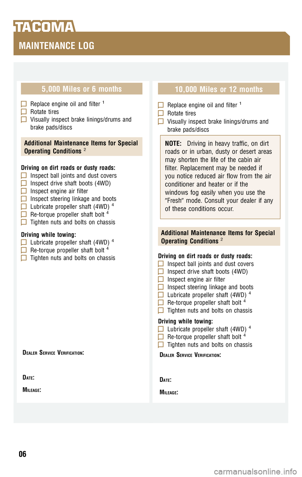TOYOTA TACOMA 2009  Warranties & Maintenance Guides (in English) 