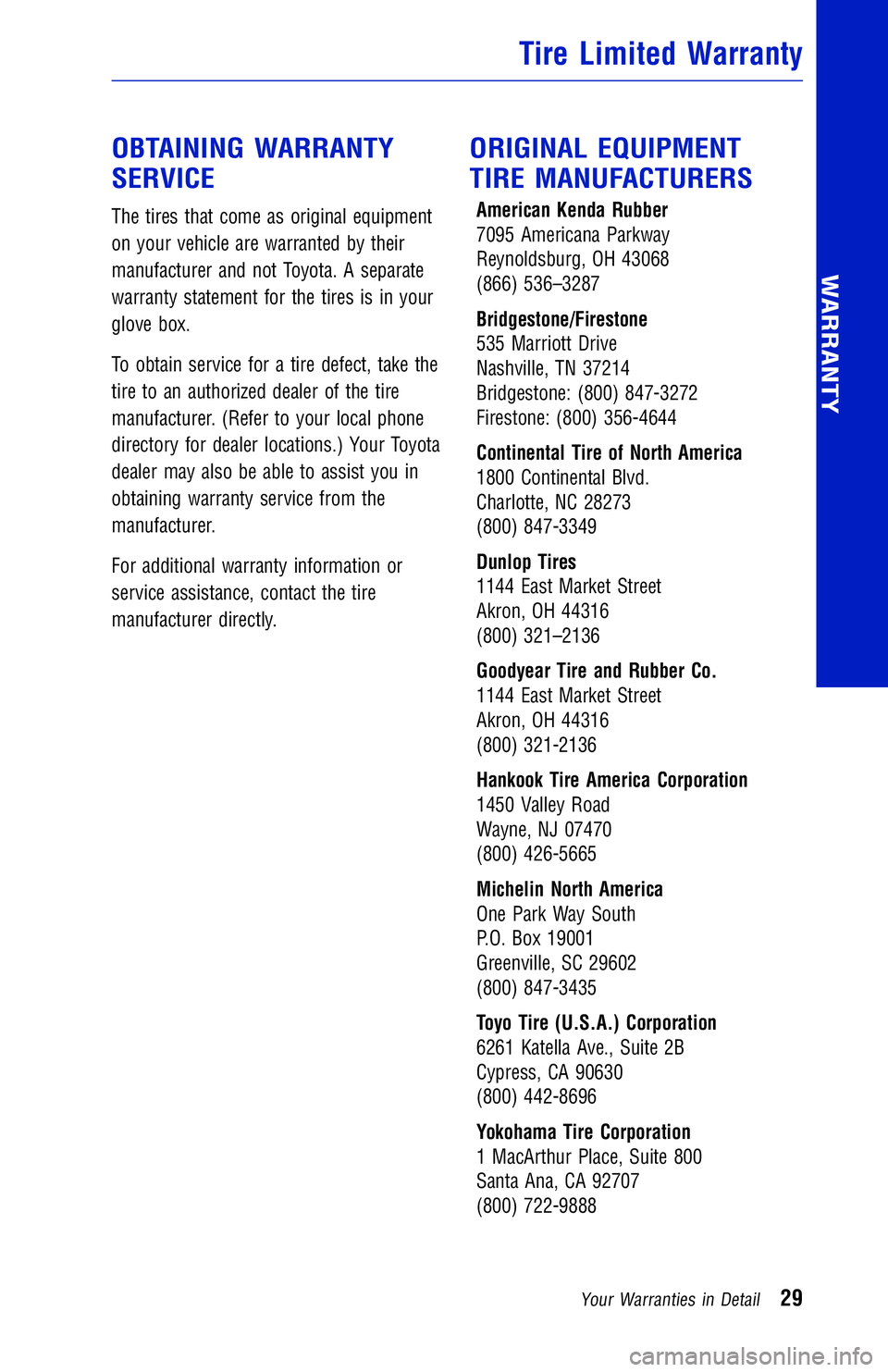TOYOTA TACOMA 2018  Warranties & Maintenance Guides (in English) JOBNAME: 2878019-en-2018_Taco PAGE: 29 SESS: 4 OUTPUT: Mon Sep 25 11:49:43 2017
/InfoShareAuthorCODA/InfoShareAuthorCODA/TS_Warr_Maint/2878019-en-2018_T\
acoma.00505-18WMG-TAC_vX/TS_Warr_Maint_v1
OBTA