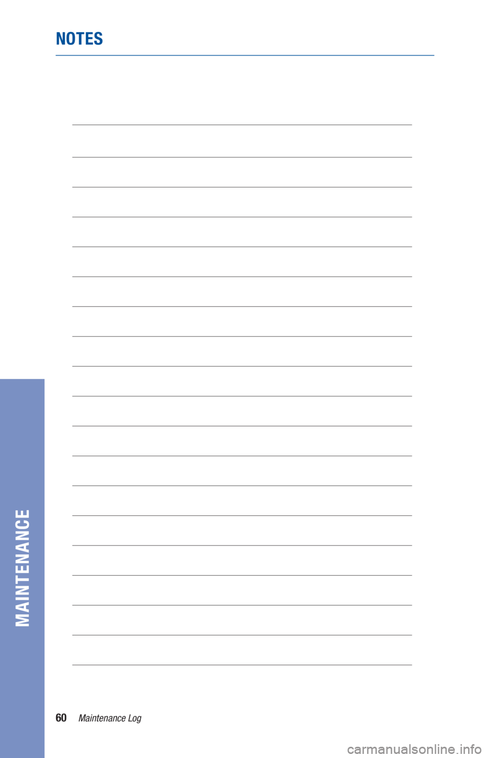 TOYOTA TUNDRA 2020  Warranties & Maintenance Guides (in English) 60Maintenance Log
MAINTENANCE
NOTES 