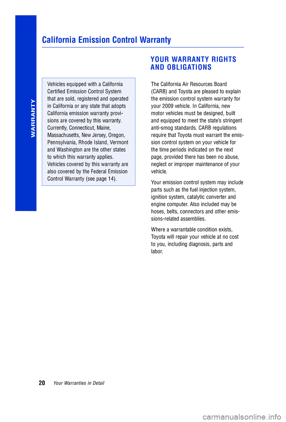 TOYOTA VENZA 2009  Warranties & Maintenance Guides (in English) 
