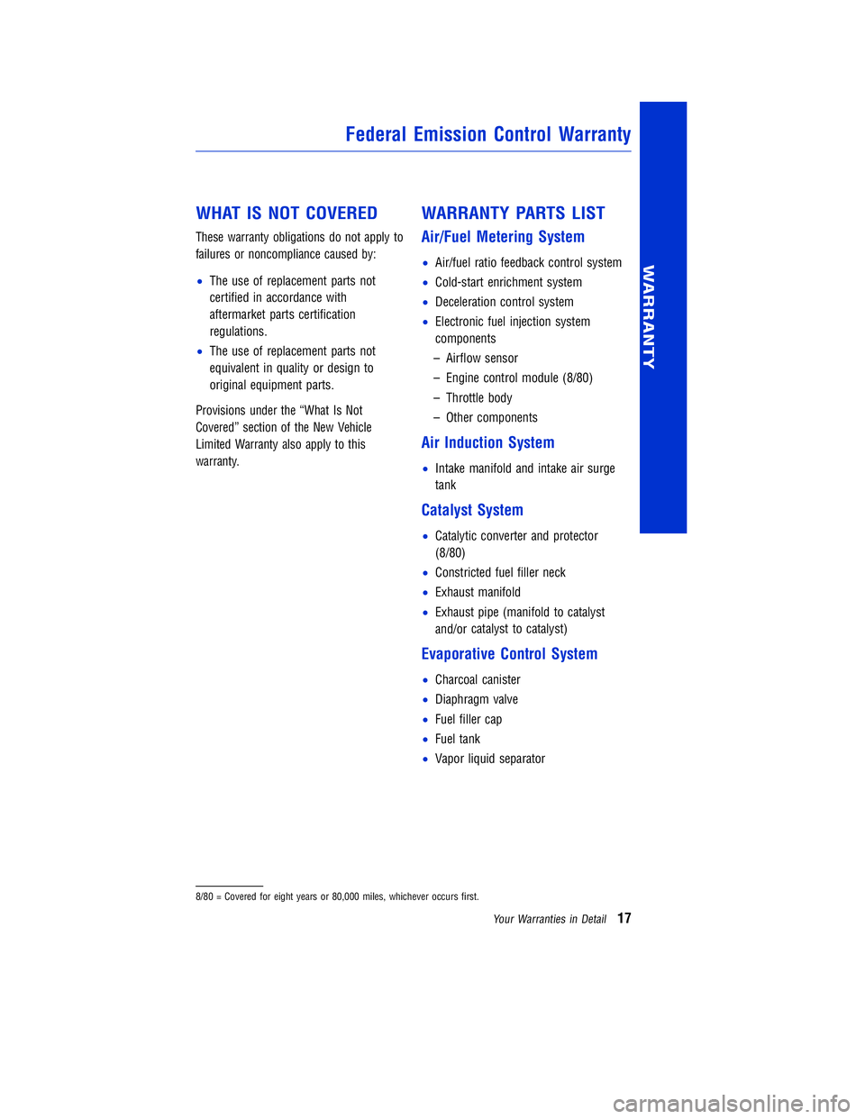 TOYOTA VENZA 2011  Warranties & Maintenance Guides (in English) JOBNAME: 317533-2011-ven-toyw PAGE: 17 SESS: 11 OUTPUT: Mon Sep 13 18:18:36 2010
/tweddle/toyota/sched-maint/317533-en-ven/wg
WHAT IS NOT COVERED
These warranty obligations do not apply to
failures or