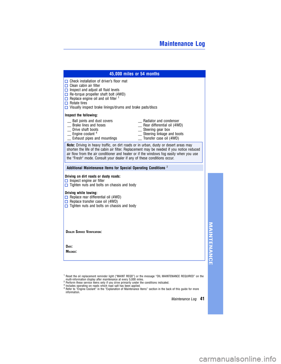 TOYOTA VENZA 2011  Warranties & Maintenance Guides (in English) JOBNAME: 317533-2011-ven-toyw PAGE: 41 SESS: 11 OUTPUT: Mon Sep 13 18:18:36 2010
/tweddle/toyota/sched-maint/317533-en-ven/wg
45,000 miles or 54 months
Check installation of driver’s floor matClean 