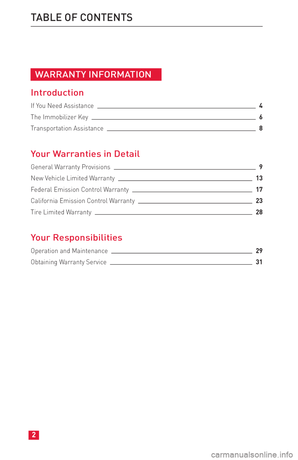 TOYOTA FR-S 2016  Warranties & Maintenance Guides (in English) WARRANTY INFORMATION
Introduction
If You Need Assistance4
The Immobilizer Key6
Transportation Assistance8
Your Warranties in Detail
General Warranty Provisions9
New Vehicle Limited Warranty13
Federal 