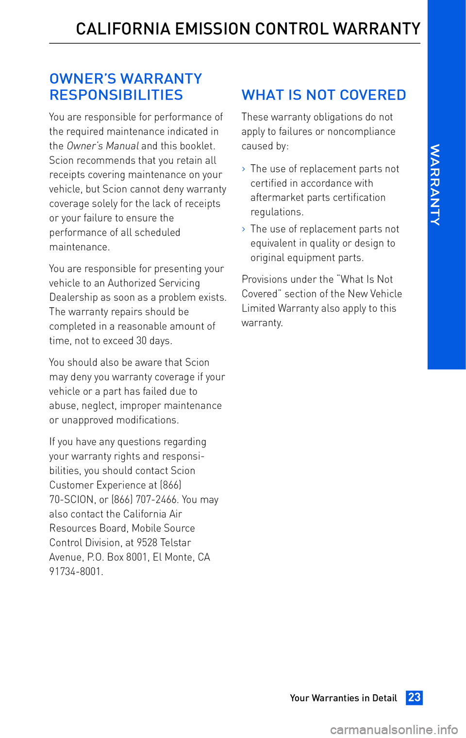 TOYOTA tC 2010  Warranties & Maintenance Guides (in English) 