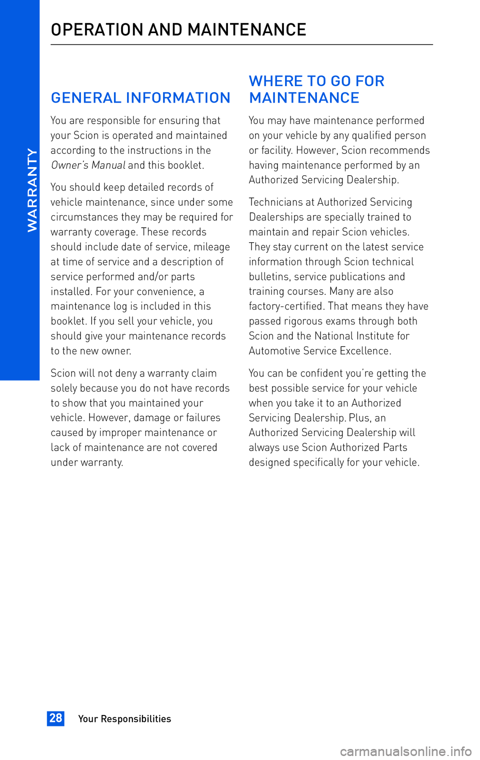 TOYOTA tC 2010  Warranties & Maintenance Guides (in English) 