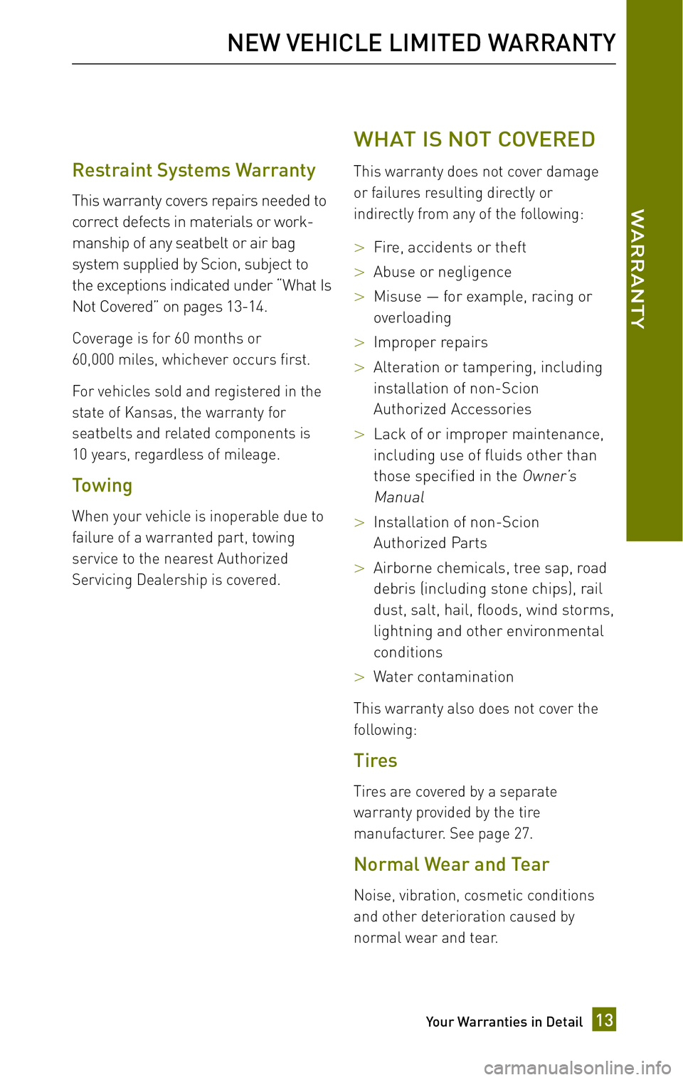 TOYOTA xB 2010  Warranties & Maintenance Guides (in English) 
