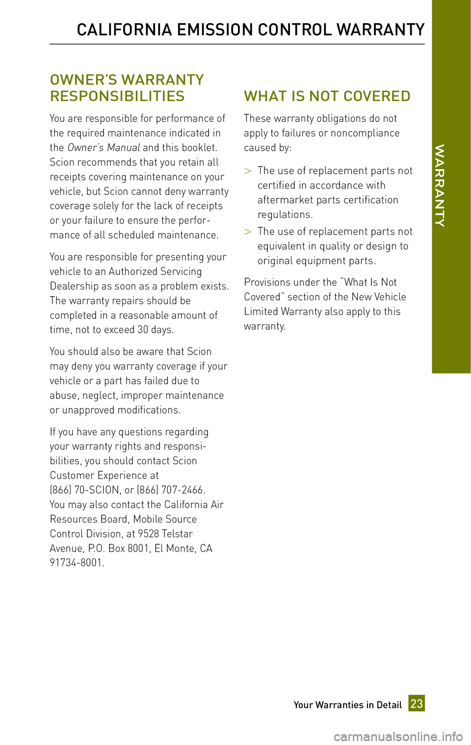 TOYOTA xB 2010  Warranties & Maintenance Guides (in English) 