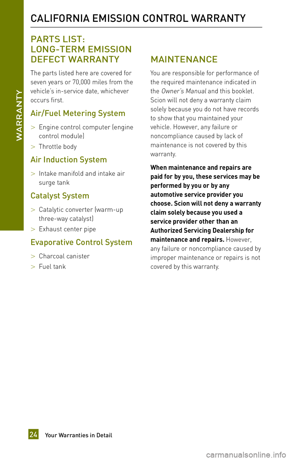 TOYOTA xB 2010  Warranties & Maintenance Guides (in English) 