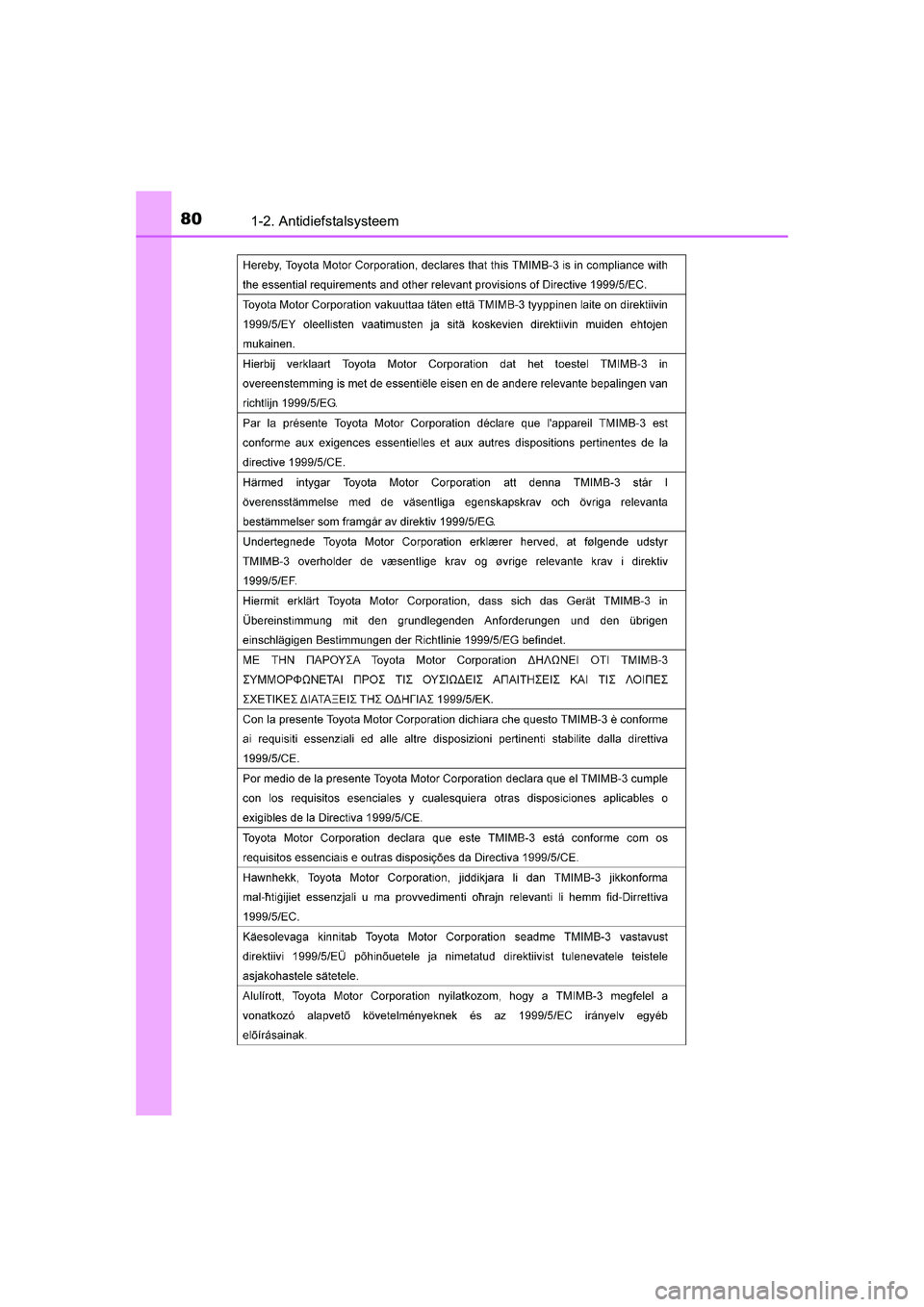 TOYOTA AURIS 2016  Instructieboekje (in Dutch) 801-2. Antidiefstalsysteem
UK AURIS_HB_EE (OM12J21E)
UK AURIS_HB_OM_EE_OM12J21E.book  Page 80  Monday, March 16, 2015  12:05 PM 