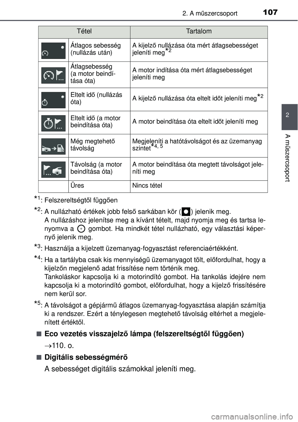TOYOTA AURIS 2016  Kezelési útmutató (in Hungarian) 1072. A műszercsoport
2
A m űszercsoport
*1: Felszereltségt ől függ ően
*2: A nullázható értékek jobb fels ő sarkában kör ( ) jelenik meg. 
A nullázáshoz jelenítse meg a kívánt té t