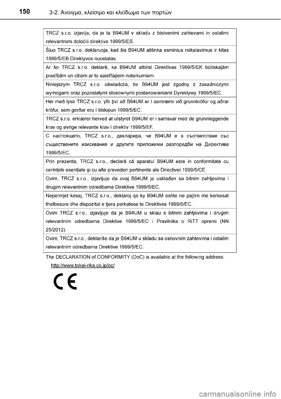 TOYOTA AURIS 2016  ΟΔΗΓΌΣ ΧΡΉΣΗΣ (in Greek) 1503-2. Άνοιγμα, κλείσιμο και κλείδωμα των πορτών 
