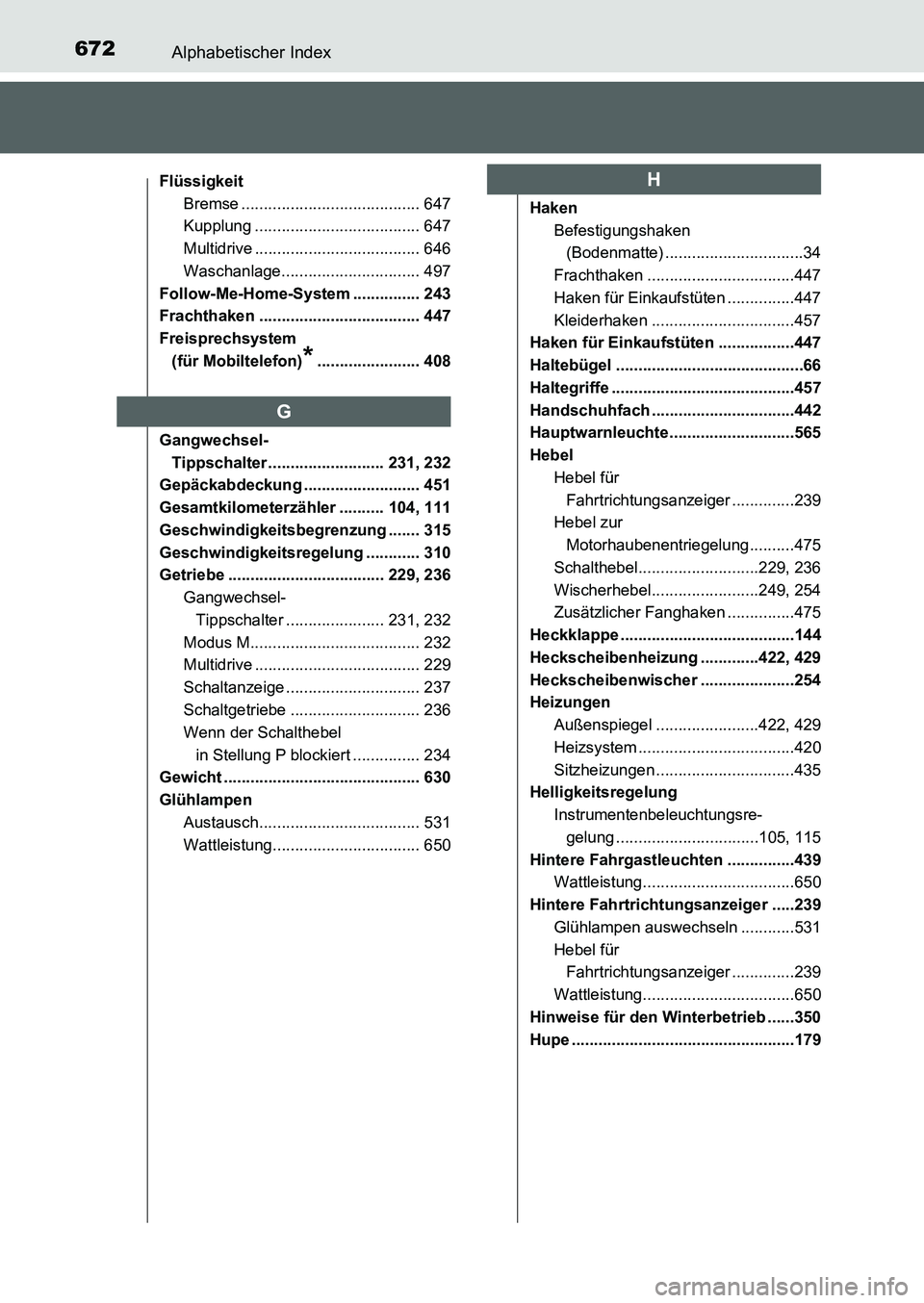 TOYOTA AURIS 2017  Betriebsanleitungen (in German) 672Alphabetischer Index
UK_AURIS_HB_EM (OM12K99M)
Flüssigkeit
Bremse ........................................ 647
Kupplung ..................................... 647
Multidrive .......................