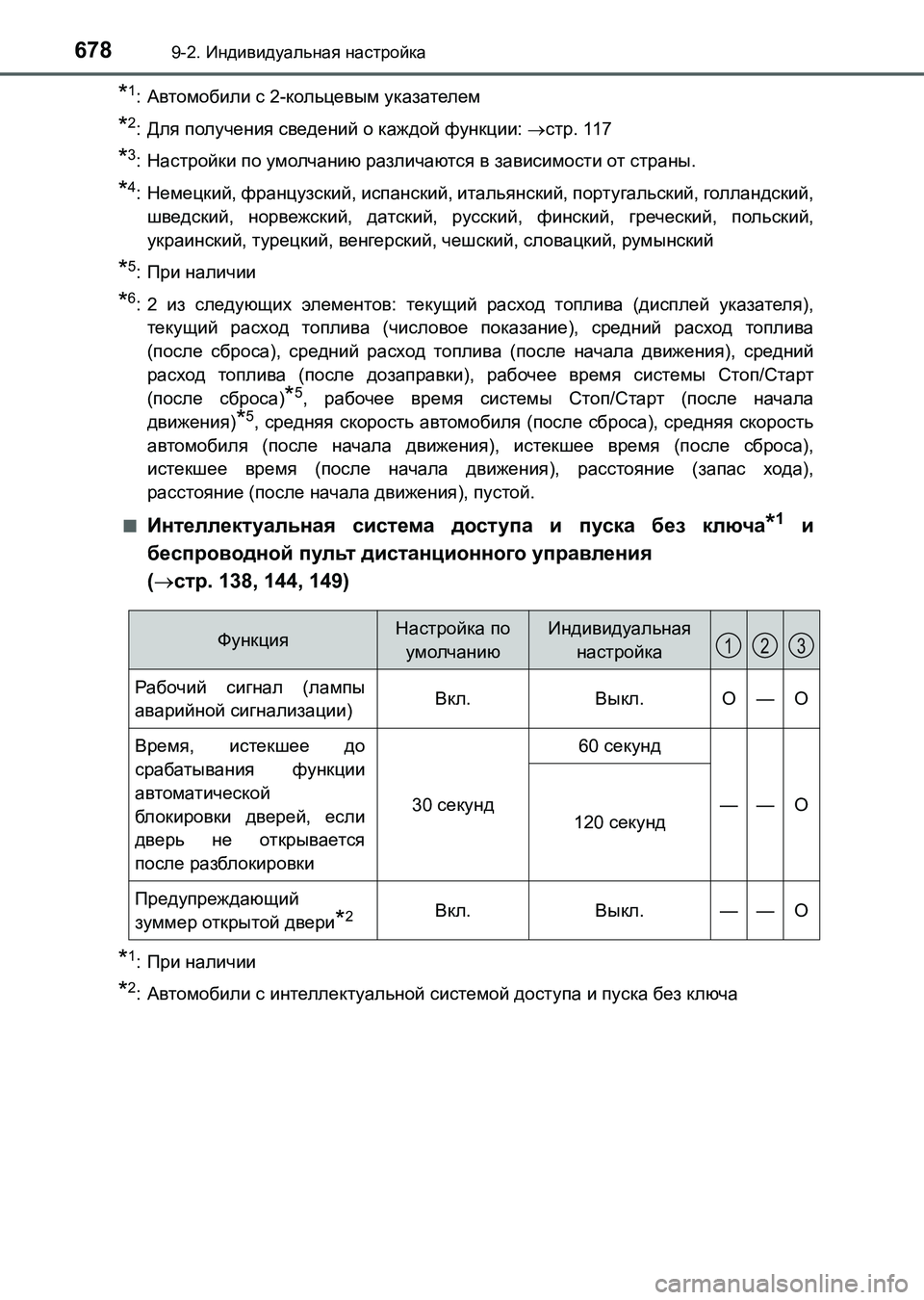 TOYOTA AURIS 2017  Руково 6789-2. Индивидуальная настройка
UK_AURIS_HB_ER (OM12L02R)
*1:Автомобили с 2-кольцевым указателем
*2:Для получения сведений о 