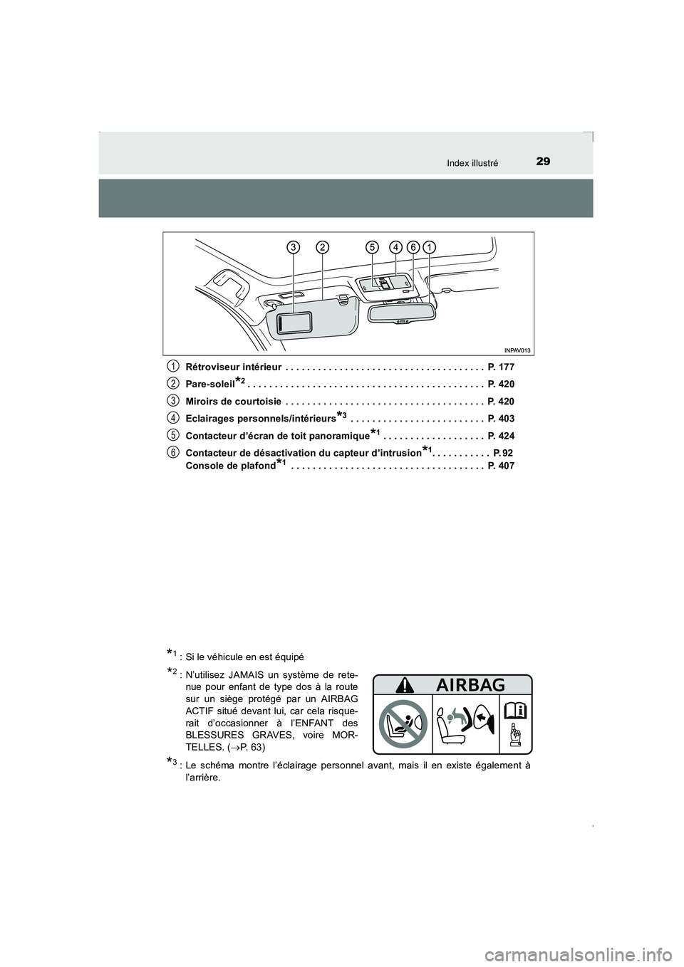 TOYOTA AVENSIS 2016 Notices Demploi (in French) 29Index illustré
AVENSIS_OM_OM20C21K_(EK)Rétroviseur intérieur . . . . . . . . . . . . . . . . . . . . . . . . . . . . . . . . . . . . . P. 177
Pare-soleil
*2. . . . . . . . . . . . . . . . . . . TOYOTA AVENSIS 2016 Notices Demploi (in French) 29Index illustré
AVENSIS_OM_OM20C21K_(EK)Rétroviseur intérieur . . . . . . . . . . . . . . . . . . . . . . . . . . . . . . . . . . . . . P. 177
Pare-soleil
*2. . . . . . . . . . . . . . . . . . .