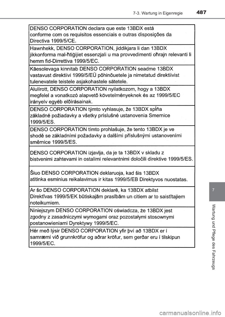 TOYOTA AVENSIS 2017  Betriebsanleitungen (in German) 4877-3. Wartung in Eigenregie
AVENSIS_OM_OM20C68M_(EM)
7
Wartung und Pflege des Fahrzeugs
AVENSIS_OM_OM20C68M_(EM).book  Page 487  Wednesday, June 15, 2016  11:21 AM 