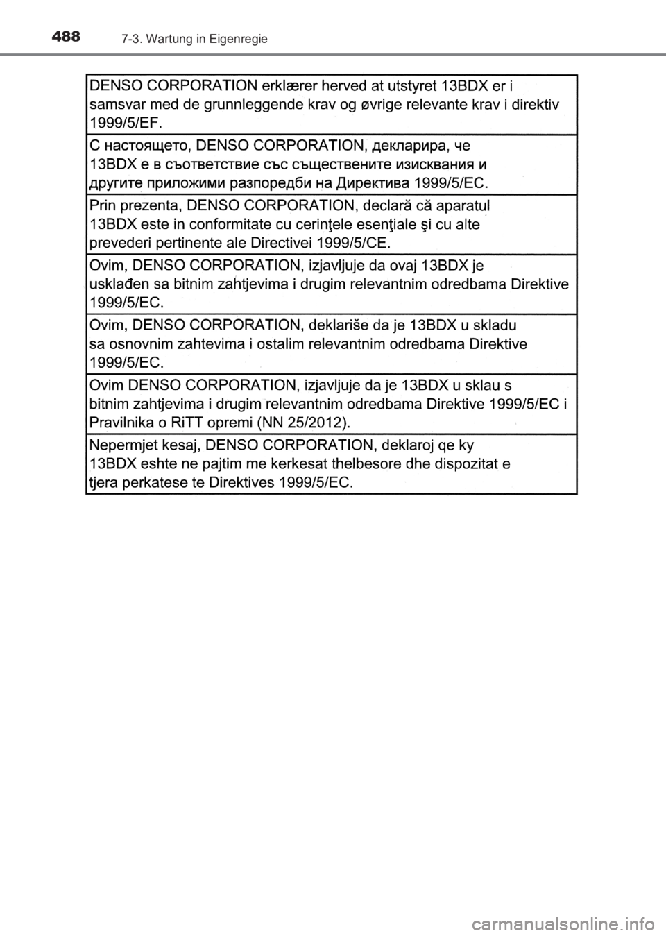 TOYOTA AVENSIS 2017  Betriebsanleitungen (in German) 4887-3. Wartung in Eigenregie
AVENSIS_OM_OM20C68M_(EM)
AVENSIS_OM_OM20C68M_(EM).book  Page 488  Wednesday, June 15, 2016  11:21 AM 