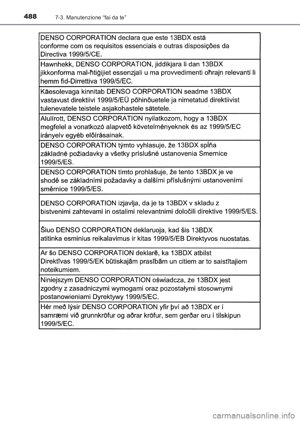 TOYOTA AVENSIS 2017  Manuale duso (in Italian) 4887-3. Manutenzione “fai da te”
AVENSIS_OM_OM20C70L_(EL)
AVENSIS_OM_OM20C70L_(EL).book  Page 488  Wednesday, June 15, 2016  2:44 PM 