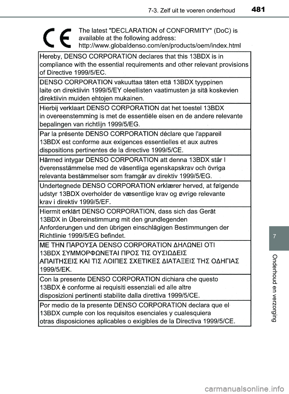 TOYOTA AVENSIS 2017  Instructieboekje (in Dutch) 4817-3. Zelf uit te voeren onderhoud
AVENSIS_OM_OM20C66E_(EE)
7
Onderhoud en verzorging
AVENSIS_OM_OM20C66E_(EE).book  Page 481  Friday, November 4, 2016  5:03 PM 