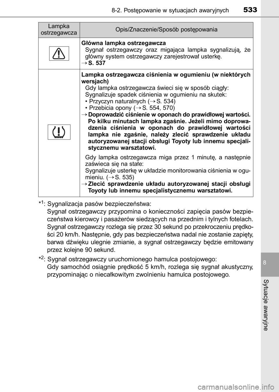 TOYOTA AVENSIS 2017 Instrukcja obsługi (in Polish) *1: Sygnalizacja pasów bezpieczeƒstwa:
Sygna∏ ostrzegawczy przypomina o koniecznoÊci zapi´cia pasów bezpie-
czeƒstwa kierowcy i pasa˝erów siedzàcych na przednim i tylnych fotelach.
Sy TOYOTA AVENSIS 2017 Instrukcja obsługi (in Polish) *1: Sygnalizacja pasów bezpieczeƒstwa:
Sygna∏ ostrzegawczy przypomina o koniecznoÊci zapi´cia pasów bezpie-
czeƒstwa kierowcy i pasa˝erów siedzàcych na przednim i tylnych fotelach.
Sy