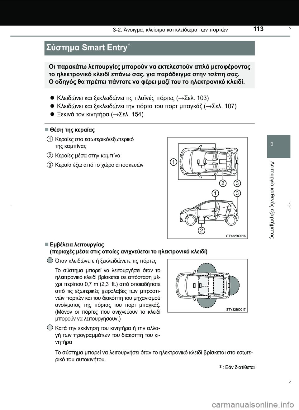 TOYOTA AYGO 2015 ΟΔΗΓΌΣ ΧΡΉΣΗΣ (in Greek) 113
3
3-2. Άνοιγμα, κλείσιμο και κλείδωμα των πορτών
Λειτουργία
καθενός
εξαρτήματος
\b*12
. Smart Entry∗
Κλειδώνε TOYOTA AYGO 2015 ΟΔΗΓΌΣ ΧΡΉΣΗΣ (in Greek) 113
3
3-2. Άνοιγμα, κλείσιμο και κλείδωμα των πορτών
Λειτουργία
καθενός
εξαρτήματος
\b*12
. Smart Entry∗
Κλειδώνε