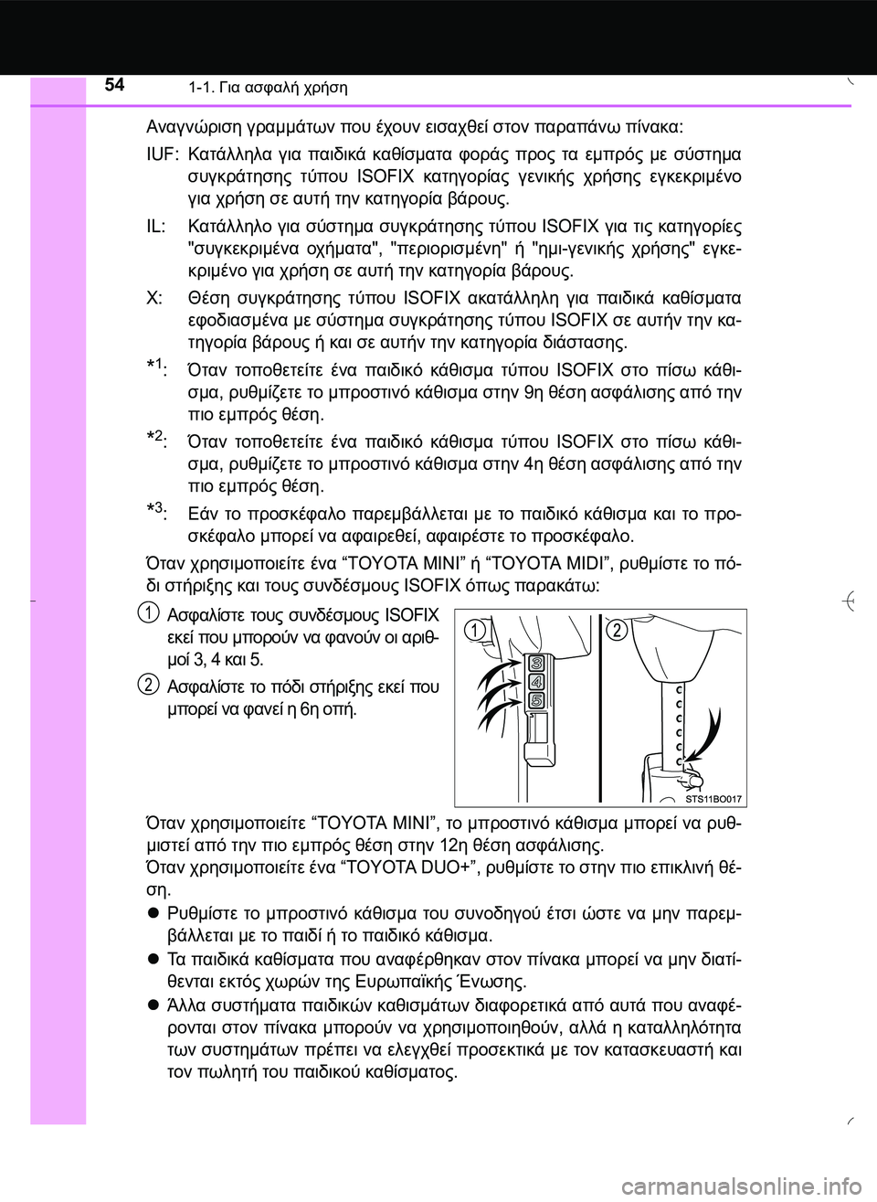 TOYOTA AYGO 2015 ΟΔΗΓΌΣ ΧΡΉΣΗΣ (in Greek) 541-1. Για ασφαλή χρήση
Αναγνώριση γραμμάτων που έχουν εισαχθεί στον παραπάνω πίνακα:
IUF:Κατάλληλα για παιδικά κ TOYOTA AYGO 2015 ΟΔΗΓΌΣ ΧΡΉΣΗΣ (in Greek) 541-1. Για ασφαλή χρήση
Αναγνώριση γραμμάτων που έχουν εισαχθεί στον παραπάνω πίνακα:
IUF:Κατάλληλα για παιδικά κ