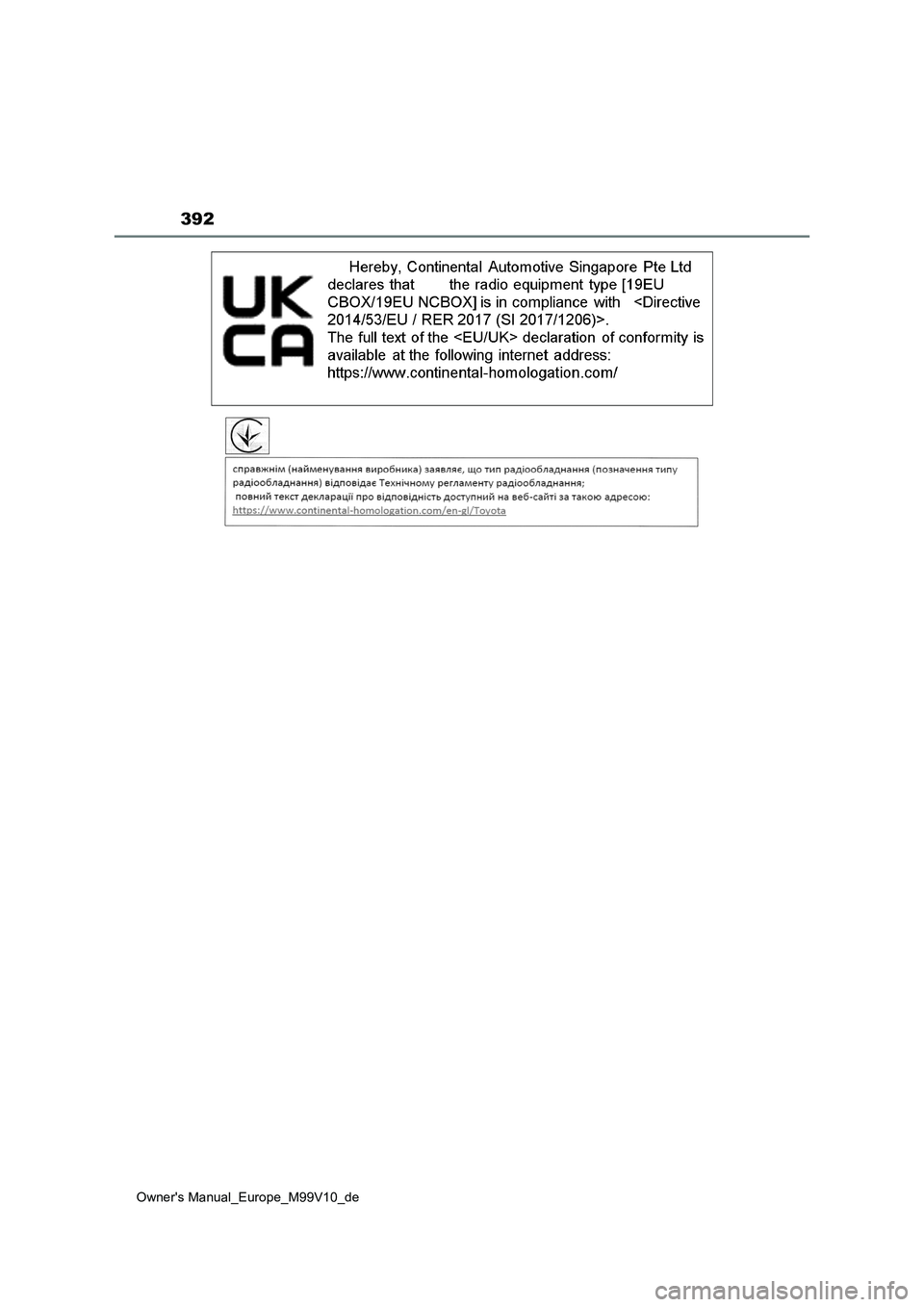 TOYOTA AYGO X 2022  Betriebsanleitungen (in German) 392
Owner's Manual_Europe_M99V10_de 