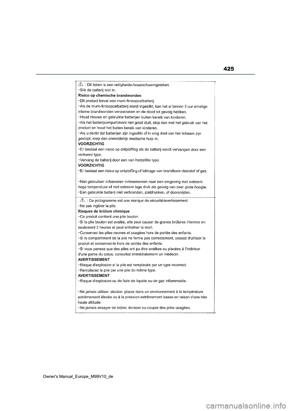 TOYOTA AYGO X 2022  Betriebsanleitungen (in German) 425
Owner's Manual_Europe_M99V10_de 