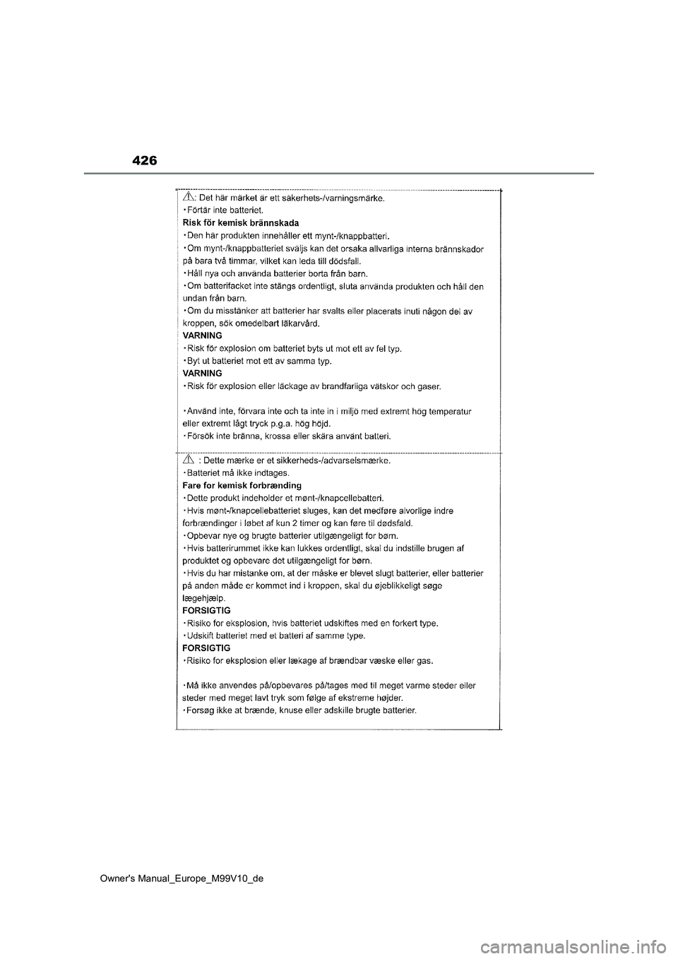 TOYOTA AYGO X 2022  Betriebsanleitungen (in German) 426
Owner's Manual_Europe_M99V10_de 