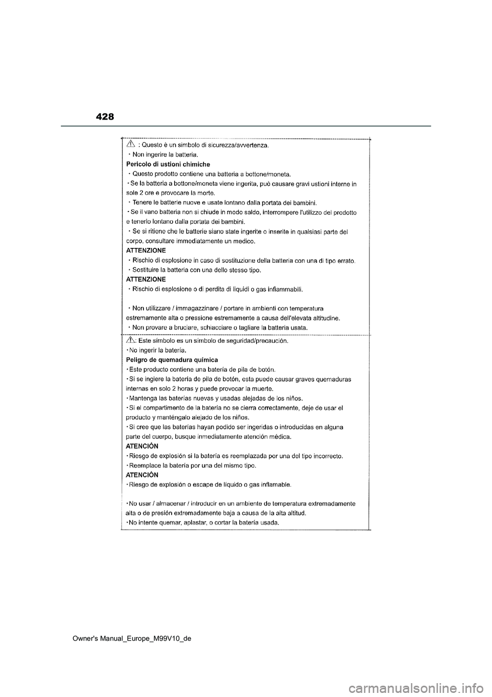 TOYOTA AYGO X 2022  Betriebsanleitungen (in German) 428
Owner's Manual_Europe_M99V10_de 