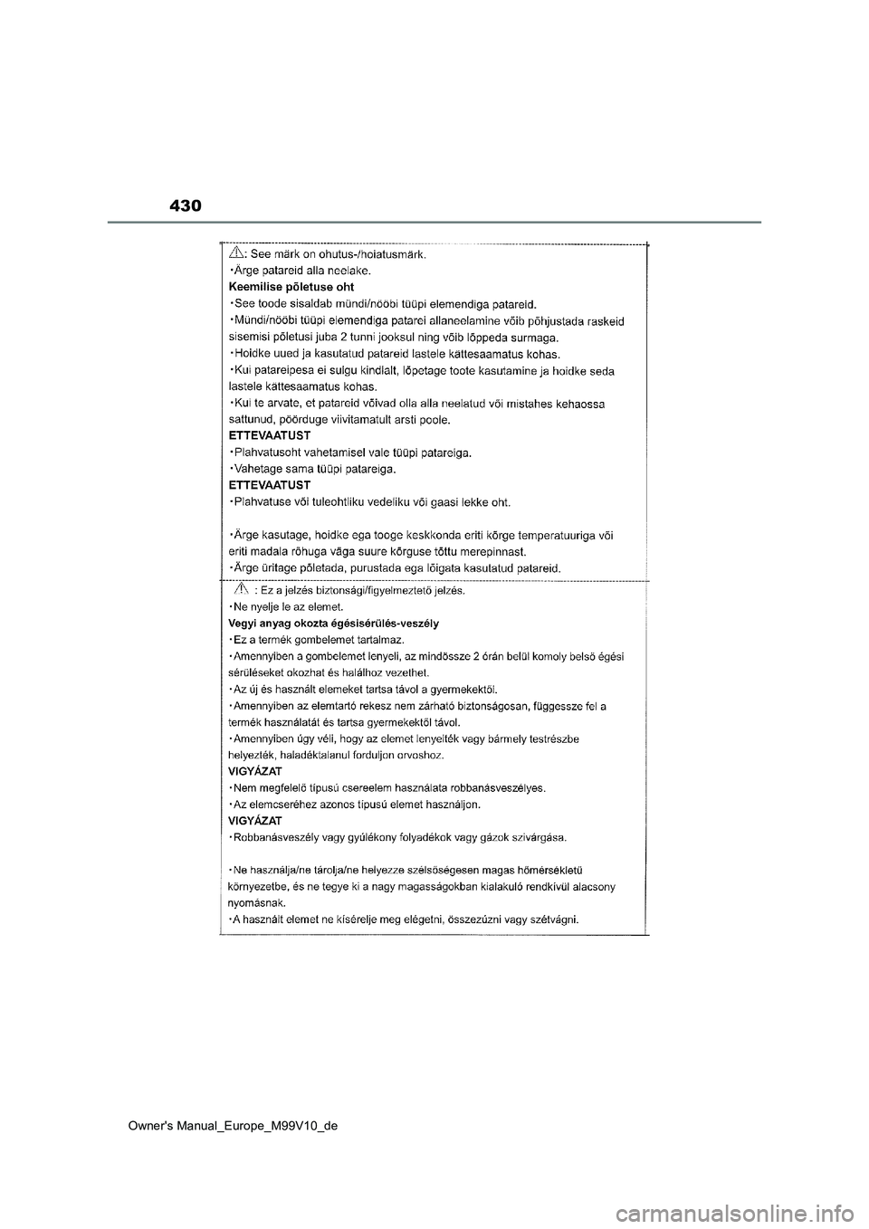 TOYOTA AYGO X 2022  Betriebsanleitungen (in German) 430
Owner's Manual_Europe_M99V10_de 