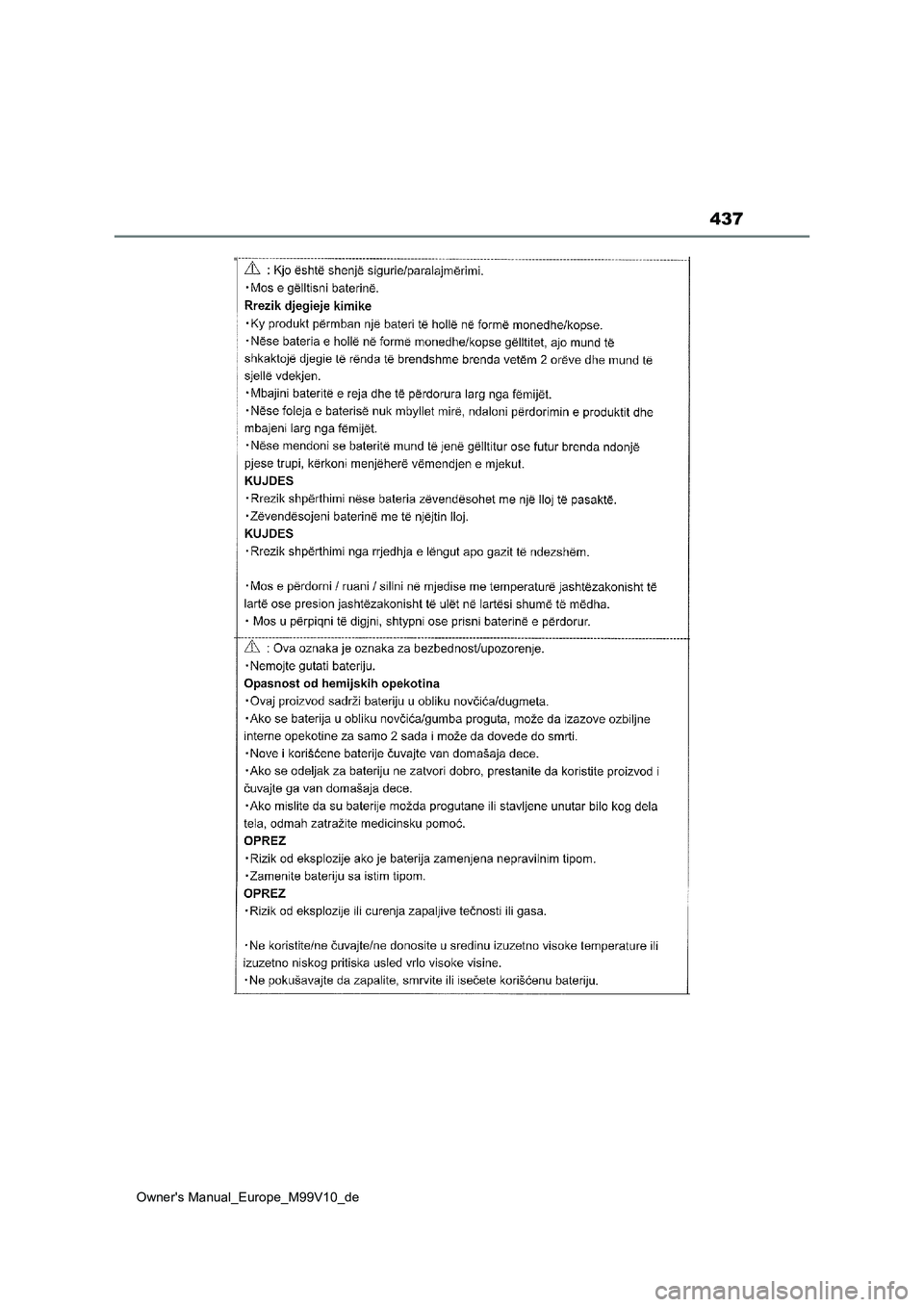 TOYOTA AYGO X 2022  Betriebsanleitungen (in German) 437
Owner's Manual_Europe_M99V10_de 